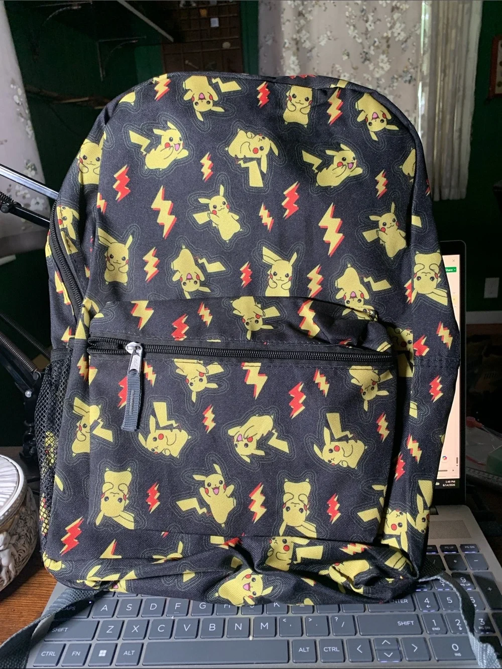 Black Pikachu Patterned Backpack